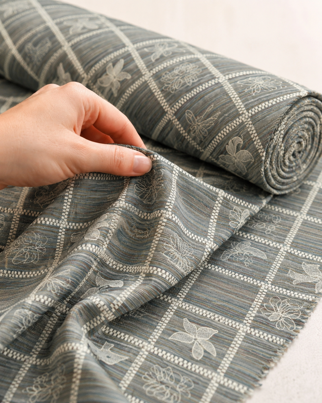 Embroidered Jacquard Cotton Fabric - image 2