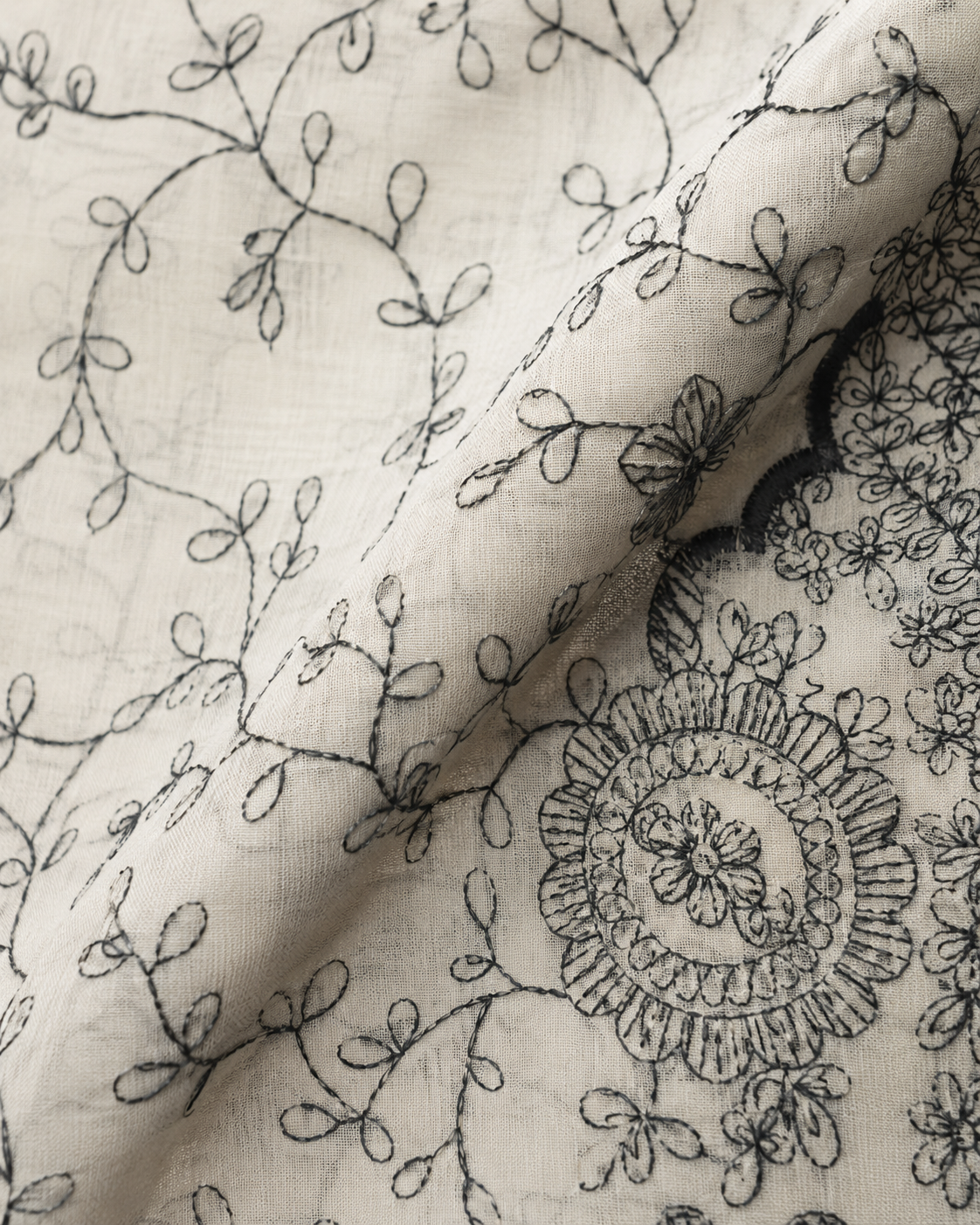 Sheer Embroidered Fabric with Border - image 7