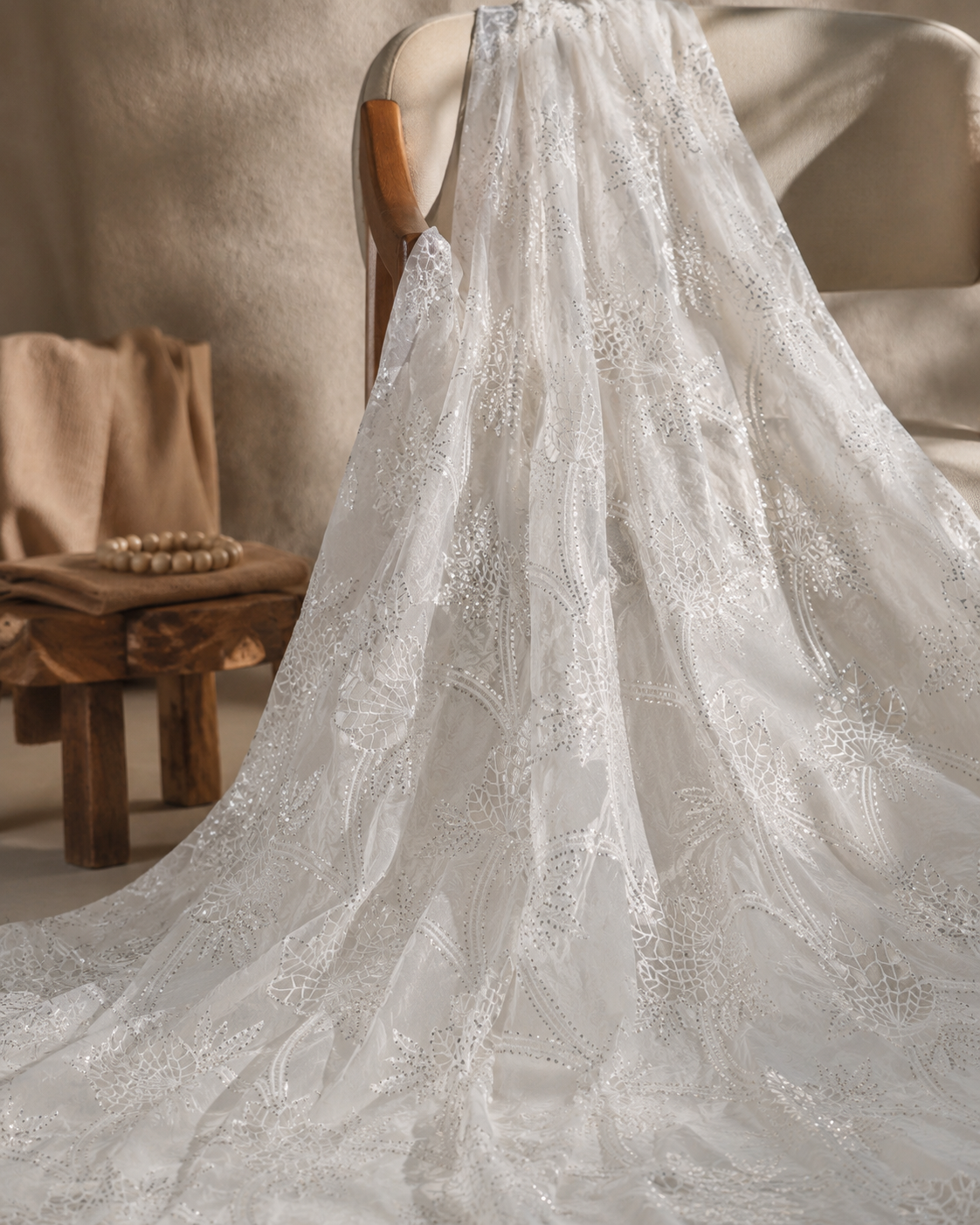 Luxury Embroidered Sequin Mesh Fabric - image 1