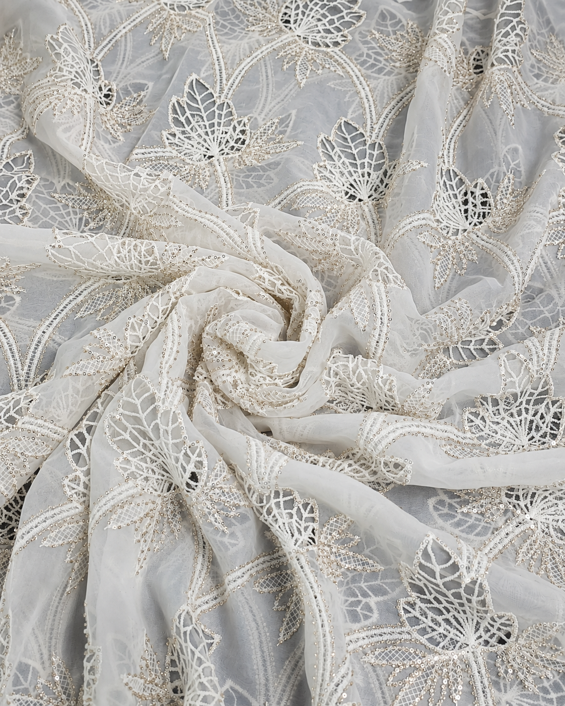 Luxury Embroidered Sequin Mesh Fabric - image 5