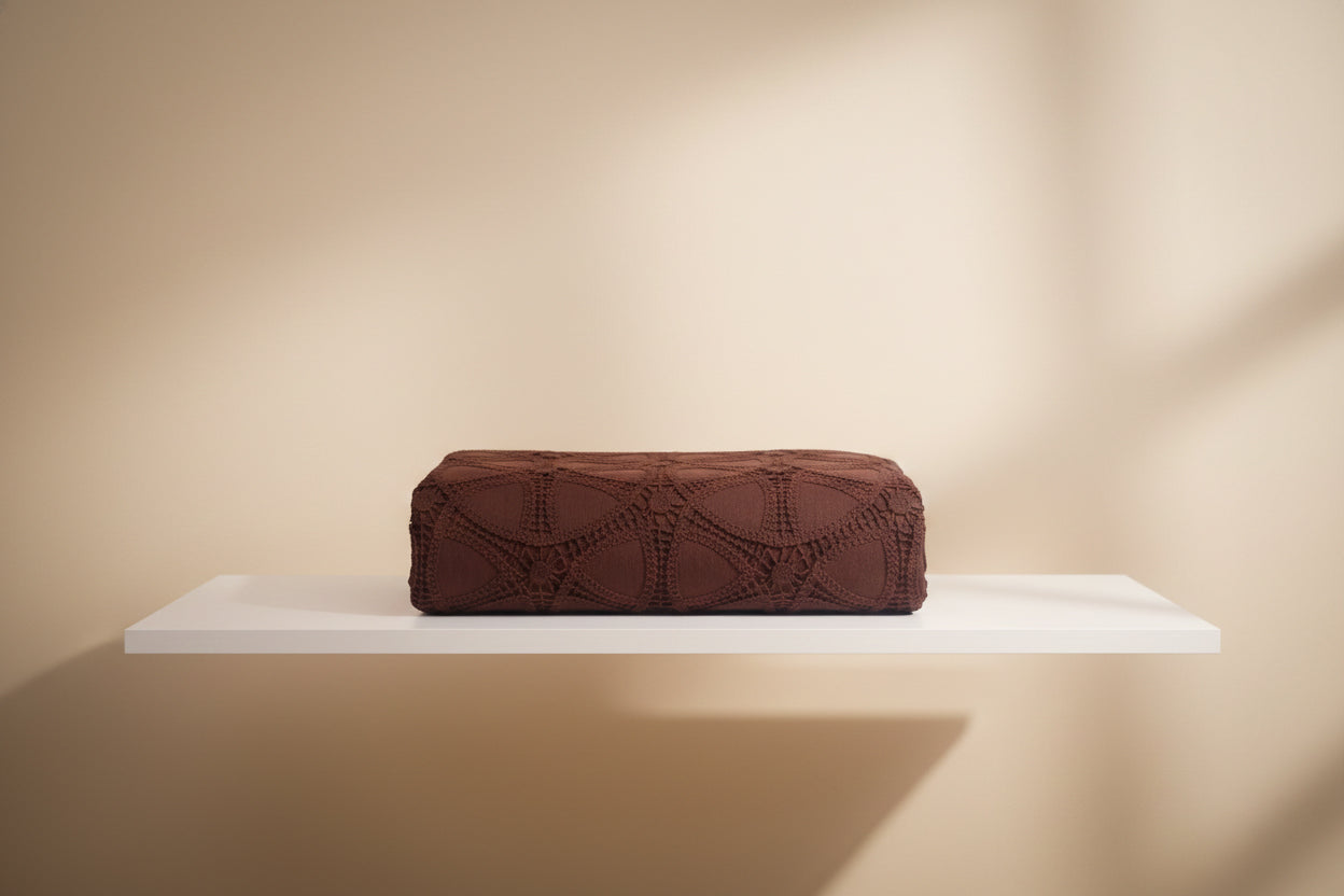 Chocolate Brown Geometric Embroidered Fabric