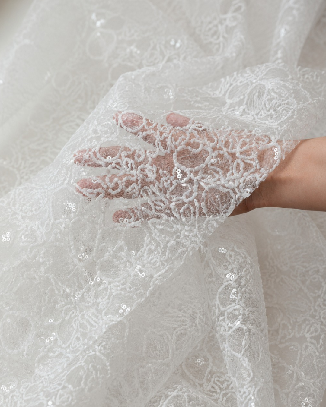 Sequined Guipure-Style Corded Lace