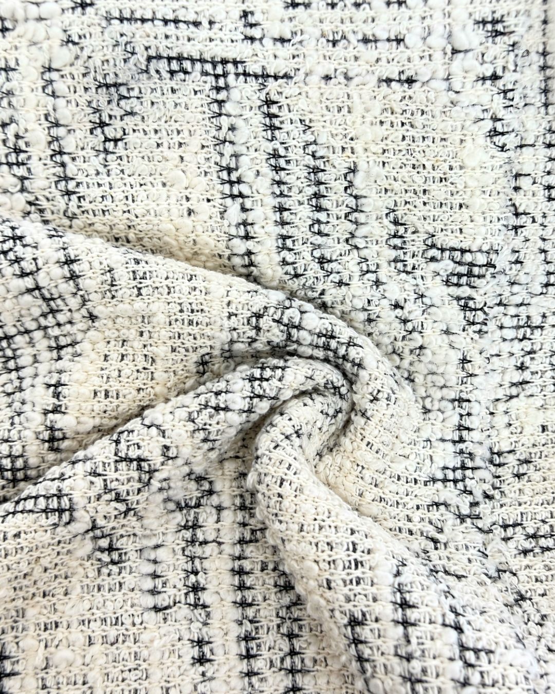 Black & White Textured Tweed Fabric