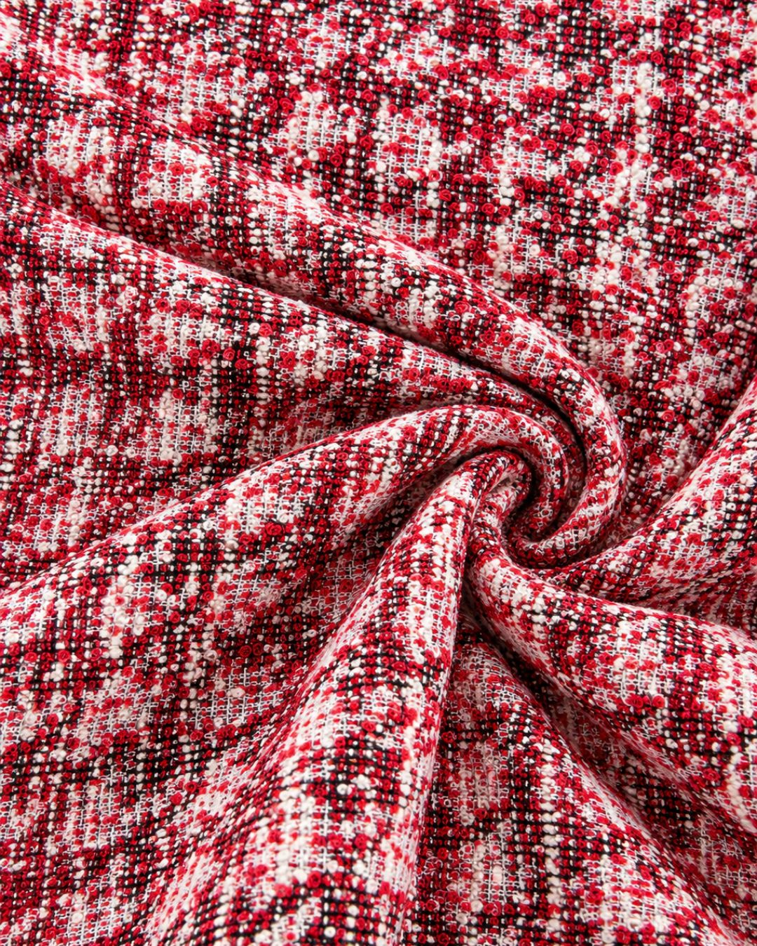 Red Fancy Bouclé Tweed Fabric